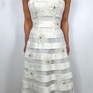 David’s Bridal White Floral Dress